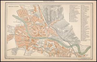 1890 Nagyvárad térképe, kiadja: Pallas, körbevágva, 15×24 cm