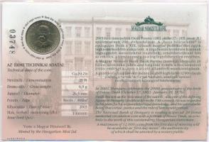 2003. 20Ft "Deák Ferenc" elsőnapi veret számozott emléklapon T:1