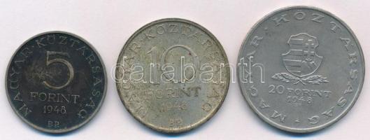 1948. 5Ft Ag "Petőfi"+ 10Ft Ag "Széchenyi"+ 20Ft Ag "Táncsics"- "...