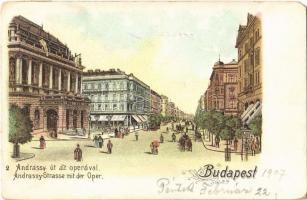 1907 Budapest VI. Andrássy út, Opera. litho (kis szakadások / small tears)