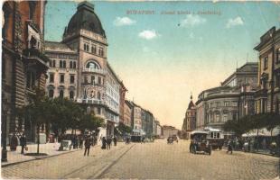 1913 Budapest VIII. József körút, villamosok, automobil (fa)