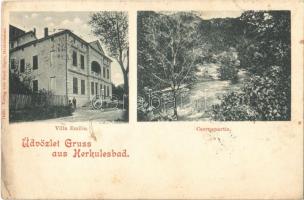 1901 Herkulesfürdő, Baile Herculane; Cserna részlet, Villa Emilie / Cerna river, villa (EK)