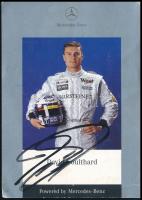 David Coulthard (1971-) autóversenyző aláírása az őt ábrázoló képen