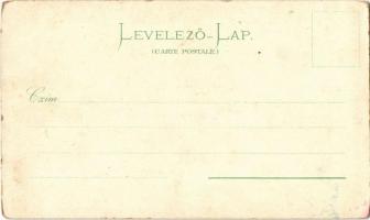 Budapest V. Új Országház főhomlokzata, evezős csónakok a Dunán, pesti rakpart "Kereskedés"...