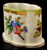 Herendi Viktória mintás fogpiszkálótartó, kézzel festett, jelzett, 8×5 cm, m:6 cm