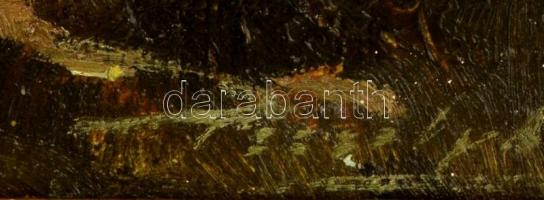 Péczely Antal (1891-1960): Éjszakai utca. Olaj, vászon, jelzett, keretben, 25×35 cm