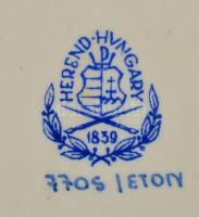 Herendi Eton mintás tálka, kézzel festett, jelzett, apró kopásnyomokkal, 13,5×9 cm