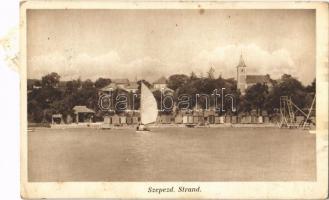 1936 Balatonszepezd, Szepezd; strand, vitorlás, templom (fl)