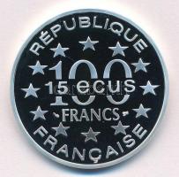 Franciaország 1994. 100Fr / 15 ECU Ag "Big Ben" tanúsítvánnyal T:PP
France 1994. 100 Fran...