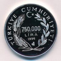 Törökország 1996. 750.000L Ag "Európa" tanúsítvánnyal T:PP
Turkey 1996. 750.000 Lire Ag &...