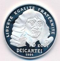Franciaország 1991. 100Fr / 15 Ecu Ag Descartes tanúsítvánnyal T:PP France 1991. 100 Francs / 15 Ecu Ag Descartes with certificate C:PP Krause KM#1002