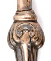 Ezüst (Ag) nyelű és tetejű toll és tintatartó szett, eredeti dobozában, jelzett, h:17 cm, 4×4 cm