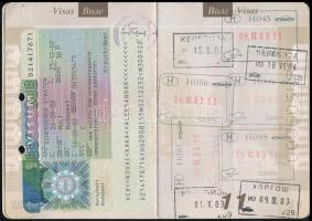 2002 Jugoszláv útlevél, fényképes oldal hiányzik, bélyegzésekkel