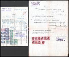 cca 1944-1949 10 db illetékbélyeges számla és irat