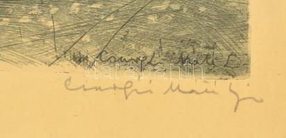 Csurgói Máté Lajos (1931-2001): Vitorlások a kikötőben. Rézkarc, papír, jelzett, üvegezett keretben,...