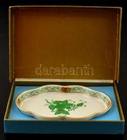 Herendi Apponyi mintás porcelán tálka, kézzel festett, jelzett, hibátlan, eredeti dobozában,  9x13x1...