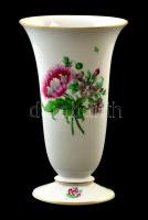Herendi virág mintás váza, kézzel festett, jelzett, hibátlan, m: 18 cm