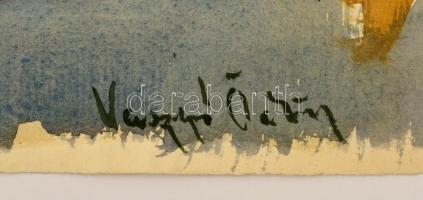 Vaszkó jelzéssel: Kilátás az ablakon. Akvarell, papír, 24×33 cm