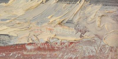 Olvashatatlan jelzéssel: Vízparton, olaj, farost, fa keretben, 13×22 cm