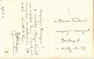 1935 Hódmezővásárhely, Hotel Fekete Sas szálloda és kávéház, konflisok, kerékpáros. Solti photo