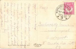 1927 Zamárdi-fürdő, Vasútállomás, vasutas + "NAGYKANIZSA - BUDAPEST 8 A" vasúti mozgóposta...