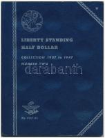 Előnyomott Whitman érmetartó album Liberty Standing Half Dollar Collection 1937 to 1947 féldollárosok részére