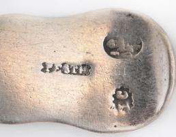 Ezüst(Ag) nagy kanál, hajlított szárral + teáskanál, jelzett, nettó: 132 g