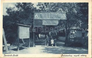 1927 Zamárdi-fürdő, Balatonhoz vezető sétány, Balaton szálloda, út a fürdőegyesület partfürdőjéhez, Fekete Pensio + NAGYKANIZSA - BUDAPEST 8 C vasúti mozgóposta bélyegző