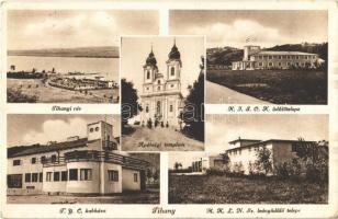 1936 Tihany, Apátsági templom, Tihanyi rév, KISOK üdülőtelepe, TYC klubháza, MKLNSZ leányüdülő telepe (EK)