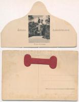 Székesfehérvár, Emlék Lap Székesfehérvárról, kihajtható 3-részes képeslap, rajta: Zichy liget, Neoló...