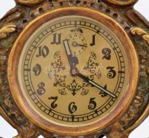 Bronz asztali óra, modern, hiányzó felhúzóval, működőképes állapotban, m: 31 cm