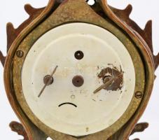 Bronz asztali óra, modern, hiányzó felhúzóval, működőképes állapotban, m: 31 cm