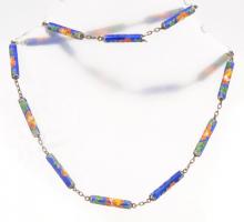 Zománcozott ezüst(Ag) nyaklánc, jelzett, h: 60 cm, bruttó: 22,5 g