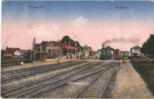 1918 Pragersko, Pragerhof; Bahnhof. Kunstverlag Albin Sussitz. Verlag Amalie Churfürst / railway station, locomotive, train (fl)