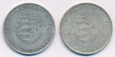 1947. 5Ft Ag "Kossuth" (2x) T:2,2- ph. Adamo F8.1