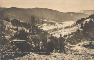 Rumänien, Ungar. Gebirgsgeschütz in Stellung / WWI Austro-Hungarian K.u.K. military, mountain troops with cannon in position in Romania. photo