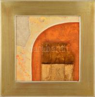 Székács Zoltán (1954-): Kapu. Vegyes technika, farost, jelzett, keretben, 30×30 cm