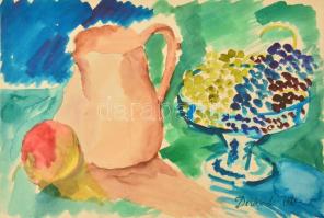 Derkovits jelzéssel: Asztali csendélet. Akvarell, papír, 24×36 cm