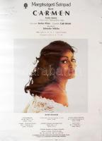 1986 Margitszigeti Színpad, Bizet: Carmen c. előadás plakátja, az egyik fellépő Isola Jones (1949-) dedikációjával, gyűrődésekkel, feltekerve, 68x48 cm.