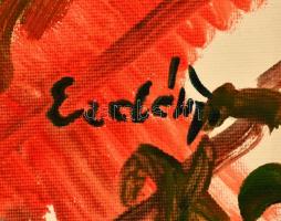 Erdélyi jelzéssel: Háztetők. Olaj, papír, 51×40 cm