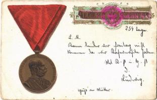 Heuer gehn ma / Austro-Hungarian K.u.K. military postcard, golden Franz Joseph medal, litho (EB)