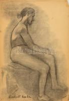 Perlrott jelzéssel: Ülő nő. Szén, papír, apró szakadással, 61×42 cm