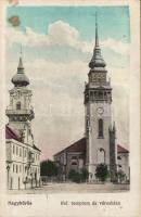 Nagykőrös with the city hall (fl) (Rb)