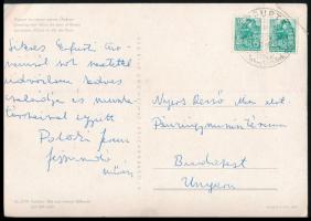 1961 Erfurt, Pataki Ferenc (1921-2017) fejszámoló művész saját kézzel írt képeslapja Nyers Rezsőnek.