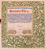 1921 Országos M. Kir. Zeneakadémia állami művészi díszes oklevele Kernáts Pál részére, pecséttel, ok...