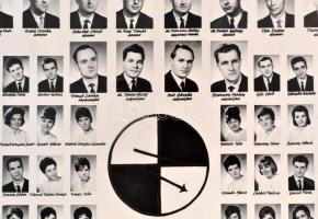 1961-1966 BME Villamosmérnöki kar nappali tagozatos műszerszakos hallgatóinak tablófotója, sérült, 3...