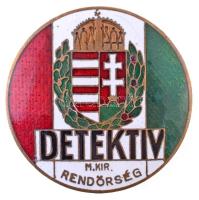 ~1930-1940. M. KIR. RENDŐRSÉG DETEKTÍV zománcozott Br jelvény, hátlapon 614-es sorszámmal (39mm) T:1- / Hungary ~1930-1940. M. KIR. RENDŐRSÉG DETEKTÍV (Hungarian Royal Police Detective) enamelled Br badge, with 614 serial number on back (39mm) C:AU