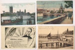 42 db régi képeslap, főleg külföldi városképek, néhány motívum