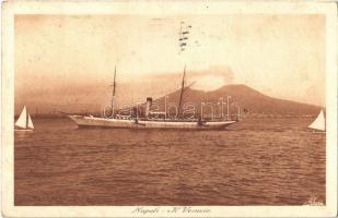 1924 Napoli, Naples; Il Vesuvio / Mount Vesuvius, steamship (EK)