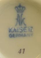 6 db porcelán teáscsésze + 6 db alj, matricás, jelzett, kis kopásnyomokkal